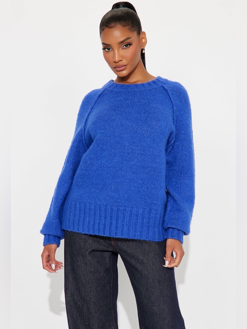 Classic Crewneck Women's Sweater in CobaltBlue